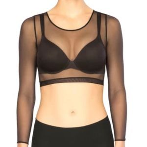 Spanx Sheer Long Sleeve Mesh Crop Top size small